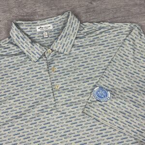 Peter Millar THE HILLS COUNTRY CLUB Mens XXL Polo Shirt CARS Golf AOP Preppy EUC